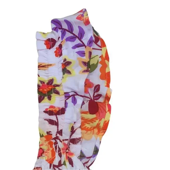 2/$30 Long Floral Print Sleeveless Maxi Dress Flowy Small Colorful Orange White - Picture 7 of 11